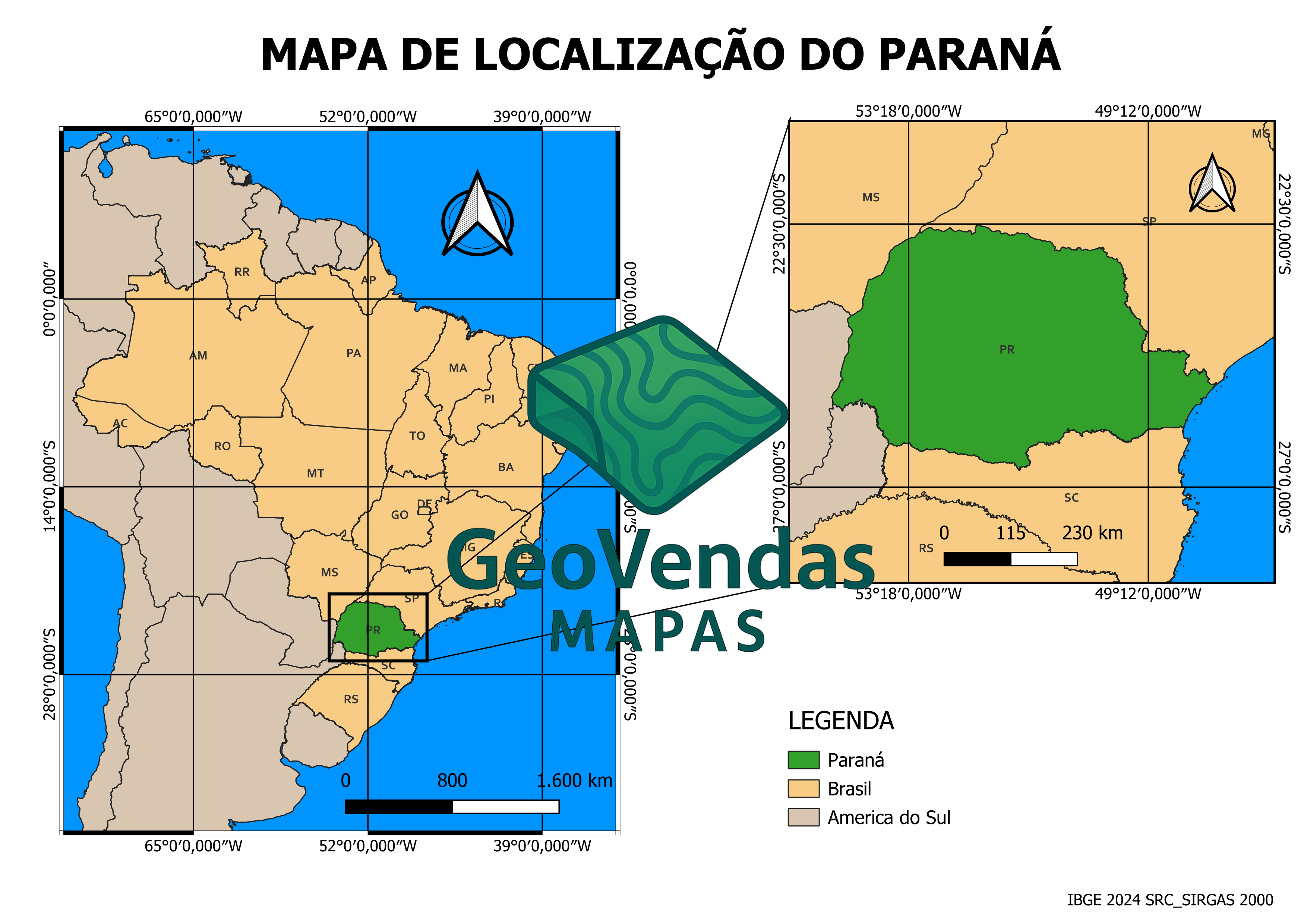 Mapa de localização do Paraná